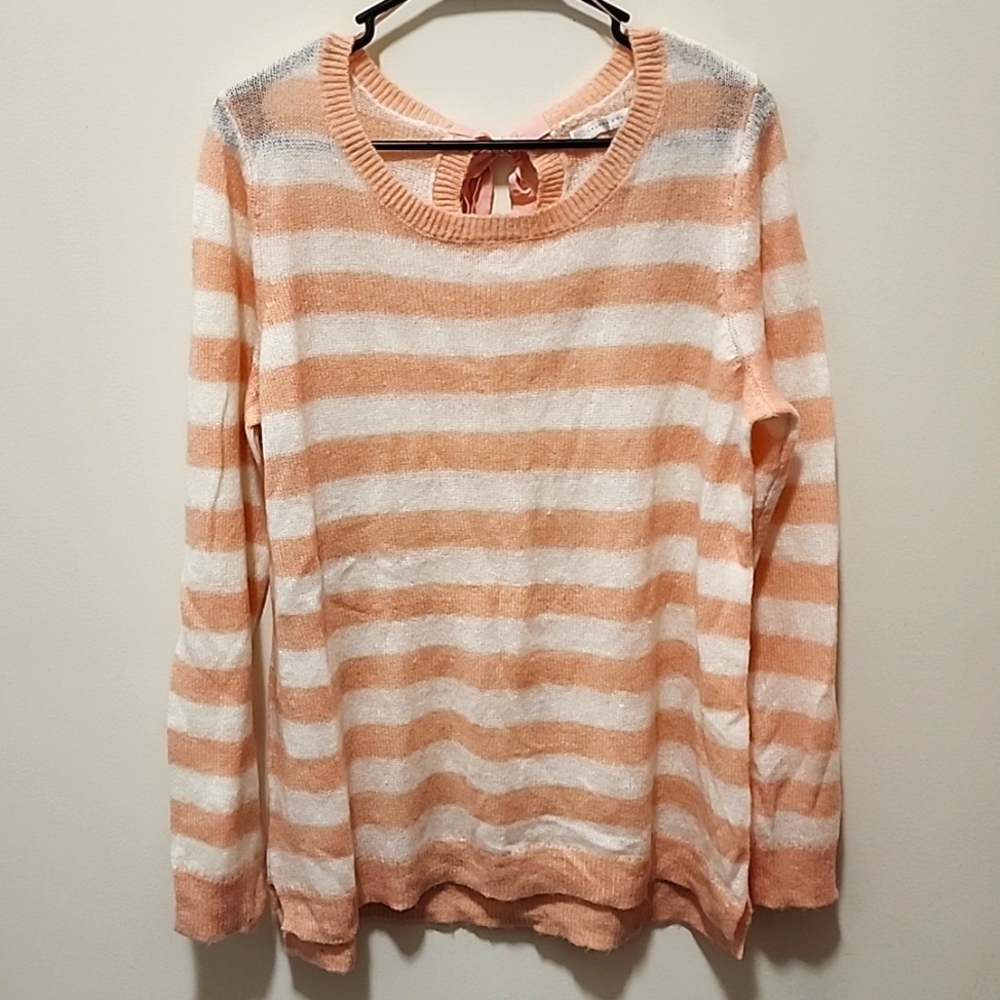 Lauren Conrad Oversized Stripe Baby Pink & White Lightweight Sweater